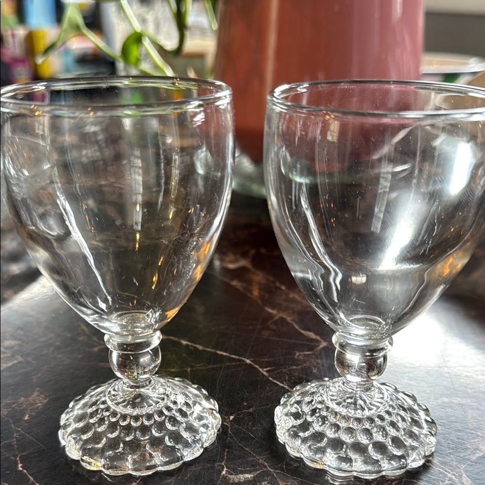 Vintage footed bubble glasses set of 2